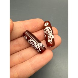 Бусина Дзи "131" из сердолика, Дракон, размер 30х10 мм, цена за 1 шт