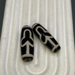 Бусина Дзи "18" из агата, Дерево Бодхи, размер 30х10 мм, цена за 1 шт