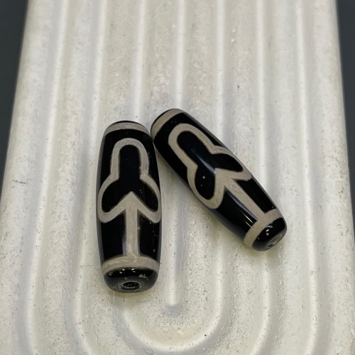 Бусина Дзи "18" из агата, Дерево Бодхи, размер 30х10 мм, цена за 1 шт