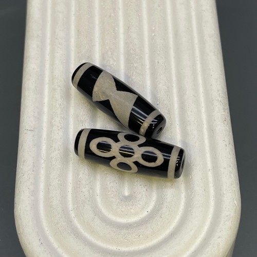 Бусина Дзи "513" из агата, Гаруда молния, размер 30х10 мм, цена за 1 шт