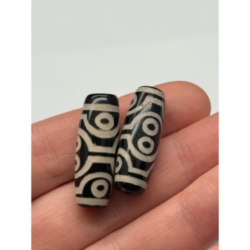 Бусина Дзи "518" из агата, 8 глаз, размер 30х10 мм, цена за 1 шт