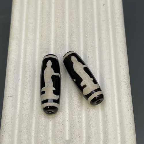 Бусина Дзи "529" из агата, Гуань-Инь, размер 30х10 мм, цена за 1 шт