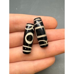 Бусина Дзи "15" из агата, Небо и земля, размер 30х10 мм, цена за 1 шт