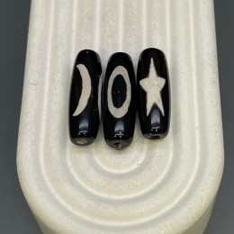 Бусина Дзи "19" из агата, Вселенная Дзи, размер 30х10 мм, цена за 1 шт