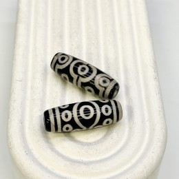 Бусина Дзи "23" из агата, 10 глаз, размер 30х10 мм, цена за 1 шт