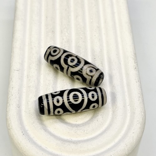 Бусина Дзи "23" из агата, 10 глаз, размер 30х10 мм, цена за 1 шт