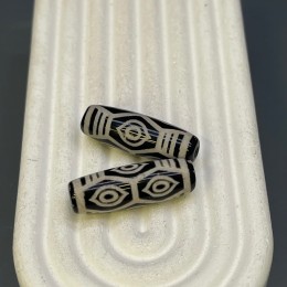 Бусина Дзи "25" из агата, 6 глаз Феникса, размер 30х10 мм, цена за 1 шт