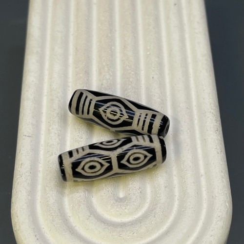 Бусина Дзи "25" из агата, 6 глаз Феникса, размер 30х10 мм, цена за 1 шт