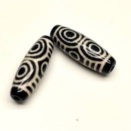 Бусина Дзи "25" из агата, 6 глаз Феникса, размер 30х10 мм, цена за 1 шт