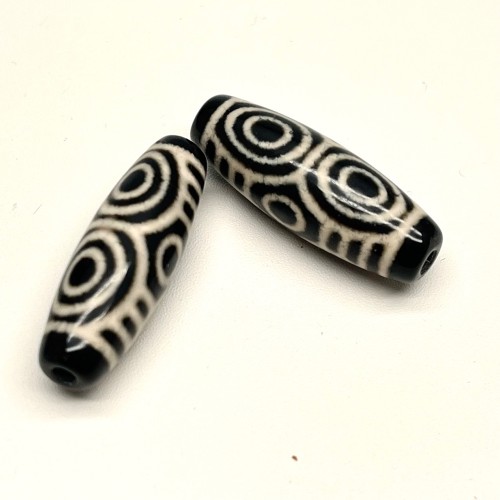 Бусина Дзи "25" из агата, 6 глаз Феникса, размер 30х10 мм, цена за 1 шт