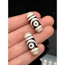 Бусина Дзи "604", агат, 2 глаза Дракона, люкс, размер 29х12 мм, цена за 1 шт