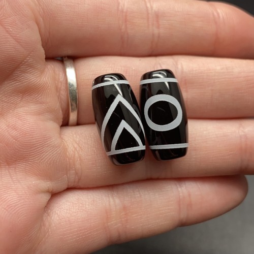 Бусина Дзи "26" из агата, Горный пик, размер 18х10 мм, цена за 1 шт