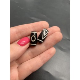 Бусина Дзи "26" из агата, Горный пик, размер 18х10 мм, цена за 1 шт