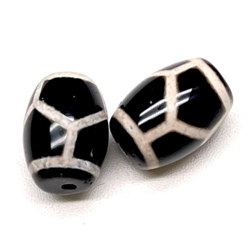 Бусина Дзи "629" из агата, Черепаха, размер 12х9 мм, цена за 1 шт