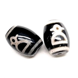 Бусина Дзи "632" из агата, Кубера, размер 12х9 мм, цена за 1 шт