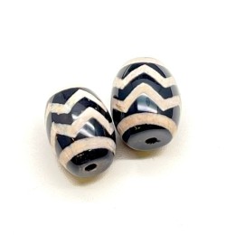 Бусина Дзи "633" из агата, Волны, размер 12х9 мм, цена за 1 шт