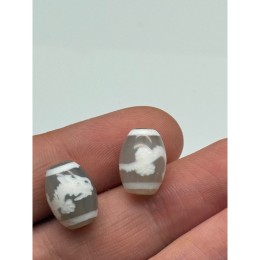 Бусина Дзи "207", Дракон, агат, халцедон светлый, размер 14х10 мм, цена за 1 шт