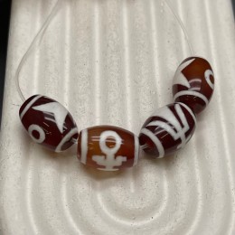 Бусина Дзи "694" из сердолика, Аристократ, размер 12х9 мм