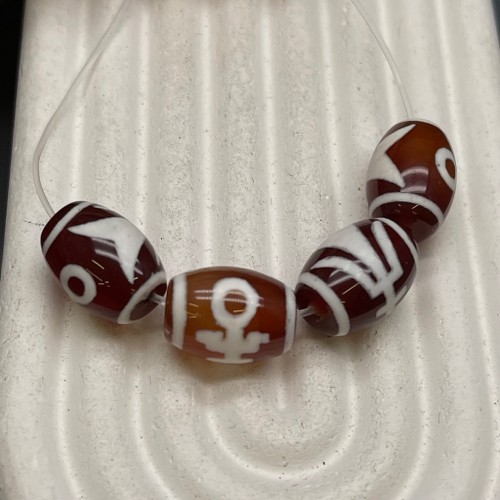 Бусина Дзи "694" из сердолика, Аристократ, размер 12х9 мм