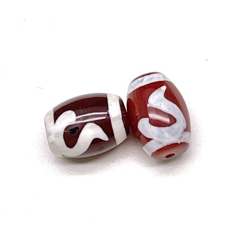 Бусина Дзи "697" из сердолика, Руи, Золотой ключ, размер 12х9 мм