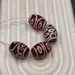 Бусина Дзи "700" из сердолика, 7 глаз, размер 12х9 мм