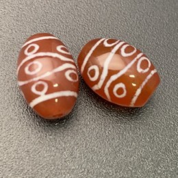 Бусина Дзи "708" из сердолика, 10 глаз, размер 12х9 мм