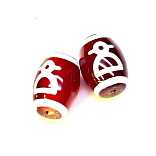 Бусина Дзи "713" из сердолика, Кубера, размер 12х9 мм