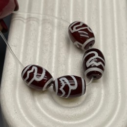 Бусина Дзи "714" из сердолика, Лотос, размер 12х9 мм