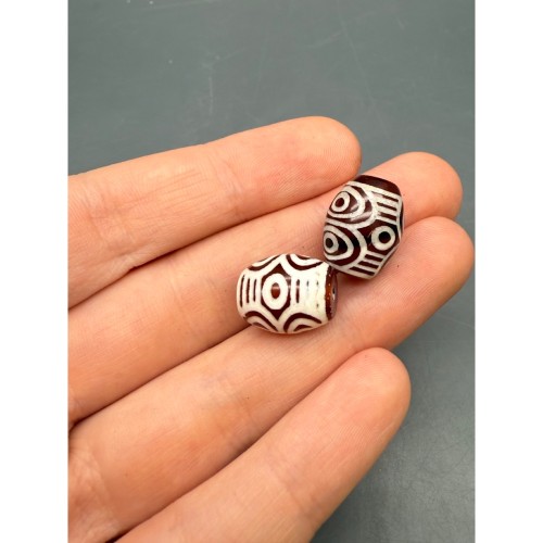 Бусина Дзи "720" из сердолика, 6 глаз Феникса, размер 16х12 мм