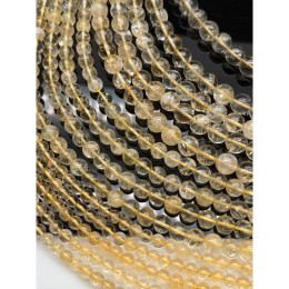 Каменные бусины, Цитрин, люкс, шарик гладкий, 10 мм, длина нити 19 см