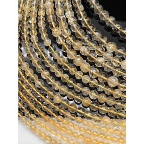 Каменные бусины, Цитрин, люкс, шарик гладкий, 8 мм, длина нити 19 см