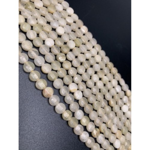 Каменные бусины, Коралл, окаменелый, огранка, монетка, 6х3,5 мм, длина нити 38 см