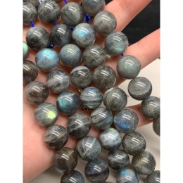 Каменные бусины, Лабрадор, шарик гладкий, 14 мм, длина нити 38 см
