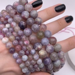 Каменные бусины, Турмалин, светлый, шарик гладкий, 10 мм, нить 38 см