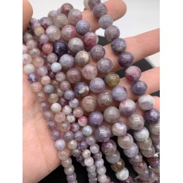 Каменные бусины, Турмалин, светлый, шарик гладкий, 10 мм, нить 38 см