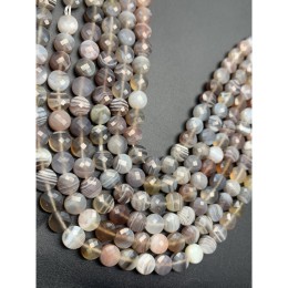 Каменные бусины, Агат Ботсвана, огранка, монетка, 6 мм, длина нити 38 см