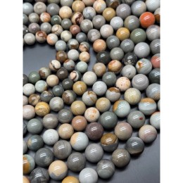Каменные бусины, Яшма Пикассо, шарик гладкий, 14 мм, длина нити 39 см