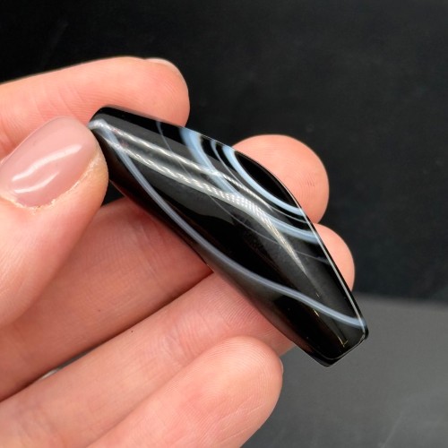 Бусина Дзи "737", агат, глаз природный, размер ~ 45-48х15 мм, цена за 1 шт