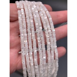 Каменные бусины, Перламутр белый, люкс, шайба, 4х2 мм, длина нити 38 см