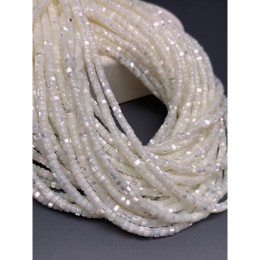 Каменные бусины, Перламутр белый, люкс, шайба, 4х2 мм, длина нити 38 см