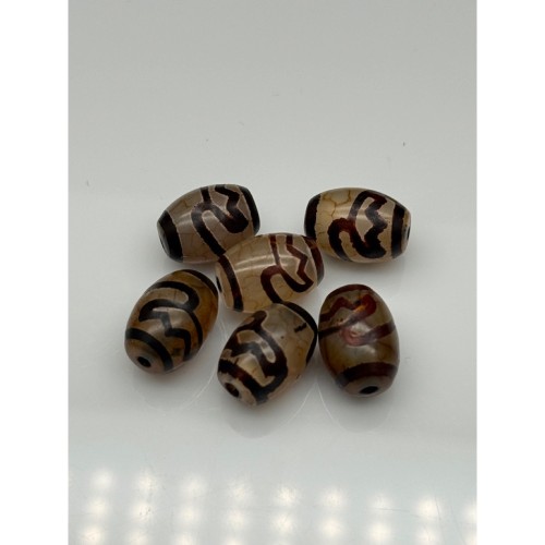 Бусина Дзи "224", Лотос, агат кракле, 14х10 мм, цена за 1 шт.