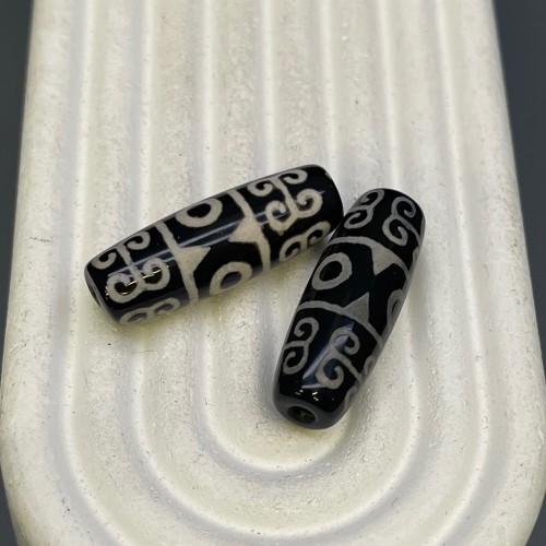 Бусина Дзи "248" из агата, 3 глаза, вены дракона, 30х10 мм, цена за 1 шт