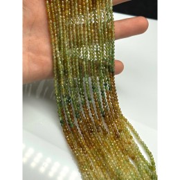 Каменные бусины, Турмалин, зелёный микс, шарик огранка, 3 мм, длина нити 38-39 см