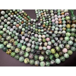 Каменные бусины, Варисцит яблочный, шарик гладкий, 8 мм, длина нити 38 см