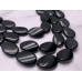 Каменные бусины, Оникс черный люкс, овальные, плоские, 25 x 18 x 7,5 мм, 16 шт. на нити, длина 38 см арт. 15424