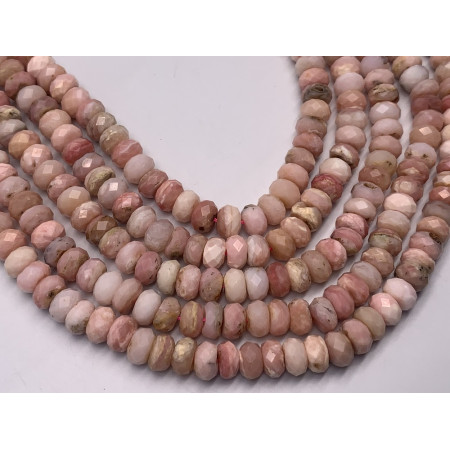 Каменные бусины, Опал розовый, рондель, огранка, 8х5 мм, длина нити 38 см арт. 17150