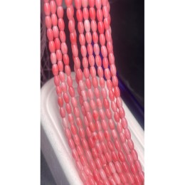 Каменные бусины, Коралл, рис, розовый, тонированный, 6х3 мм, длина нити 38 см