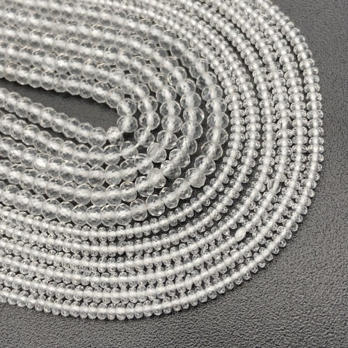 Каменные бусины, Горный Хрусталь, огранка, рондель, 1,5х2 мм, длина нити 38 см