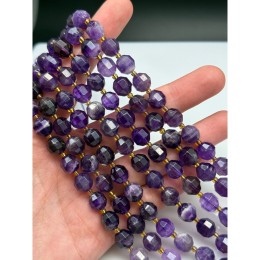 Каменные бусины, Аметист, люкс, ювелирная огранка, 10х9 мм, длина нити 38 см