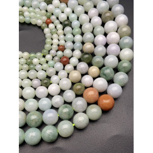 Каменные бусины, Нефрит Микс, шарик гладкий, 8 мм, длина нити 38 см
